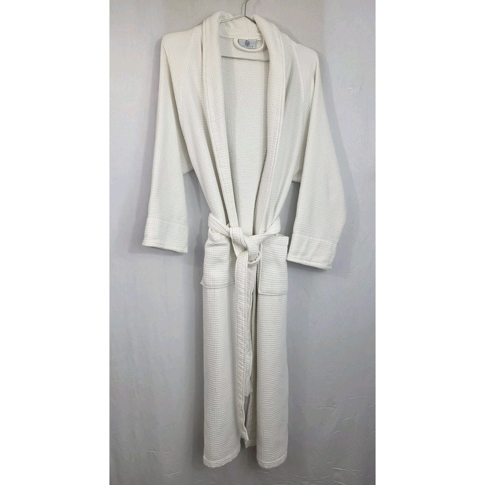 Superior Unisex Waffle Weave Bathrobe Belt Soft & Absorbent Robe White Size L